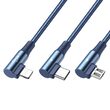 Cable Lightning, MicroUSB and Type-C Mcdodo 3 in 1 90 Degree Blue (3A, 1.2m)