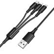 Borofone BX50 Fresco 3 in 1 USB to Lightning, MicroUSB and Type-c cable, 2.4A, 1m, Black