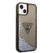 Husa iPhone 14 Guess Liquid Glitter Translucent Triangle Logo Black