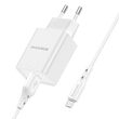 Set Incarcator Retea Borofone BN5 Sunlight cu cablu MicroUSB, QC 3.0, 18W, Alb