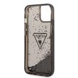 Husa iPhone 14 Plus Guess Liquid Glitter Translucent Triangle Logo Black