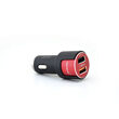 Car Charger Type-C Lemontti Qualcomm 3.0 Dual USB Black-Red 3.1A (detachable cable)