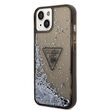 Husa iPhone 14 Plus Guess Liquid Glitter Translucent Triangle Logo Black