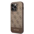 Husa iPhone 14 Pro Max Guess 4G Stripe Metal Logo Brown