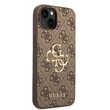 Husa iPhone 14 Guess Leather 4G Metal Logo Brown