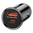 Incarcator Auto USB si Type-C Baseus Dual Port 30W Black