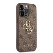 Husa iPhone 14 Pro Guess Leather 4G Metal Logo Brown