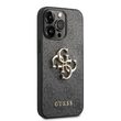 Husa iPhone 14 Pro Guess Leather 4G Metal Logo Grey