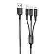 Borofone BX50 Fresco 3 in 1 USB to Lightning, MicroUSB and Type-c cable, 2.4A, 1m, Black