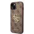 Husa iPhone 14 Guess Leather 4G Metal Logo Brown