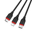 Borofone BX17 Enjoy 3 in 1 USB to Lightning, MicroUSB and Type-c cable, 2.4A, 1m, Black