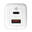 Incarcator Retea Baseus GaN2 Lite Dual Port Type-C, USB, Quick Charger, 65W White