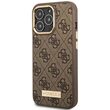 Husa iPhone 14 Pro Guess 4G Logo Plate MagSafe Maro