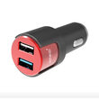 Car Charger Type-C Lemontti Qualcomm 3.0 Dual USB Black-Red 3.1A (detachable cable)