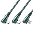 Cable Lightning, MicroUSB and Type-C Mcdodo 3 in 1 90 Degree Green (3A, 1.2m)