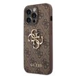 Husa iPhone 14 Pro Guess Leather 4G Metal Logo Brown