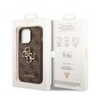 Husa iPhone 14 Pro Guess Leather 4G Metal Logo Brown
