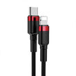 Cablu Lightning la Type-C Baseus Cafule Series Red & Black (1m, 18W, PD)
