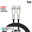 Cable Type-C to Type-C Baseus Cafule Series Metal 100W Black (1m, nylon braid)