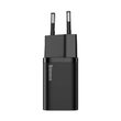 Set  Incarcator Retea Baseus Super Si Quick Charger cu cablu Type-C la Type-C  1m, 3A, 25W, Black
