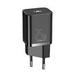 Set  Incarcator Retea Baseus Super Si Quick Charger cu cablu Type-C la Type-C  1m, 3A, 25W, Black
