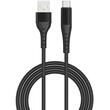 Lemontti Cablu Bending Aluminum USB-A la Type-C, Fast Charge, 1.2m, Negru
