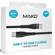 Mako Cablu Fast Charge PD 66W Type-C la Type-C, 1m, Black (impletitura nylon)