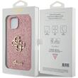 Guess Husa Fixed Glitter 4G Metal Logo iPhone 15 Roz