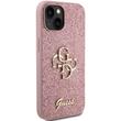 Guess Husa Fixed Glitter 4G Metal Logo iPhone 15 Roz