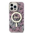 Guess Husa Flowers MagSafe iPhone 14 Pro Roz