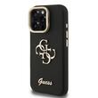 Guess Husa Grained 4G Logo Stand Camera Frame iPhone 15 Pro Max Negru
