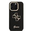 Guess Husa Grained 4G Logo Stand Camera Frame iPhone 15 Pro Max Negru