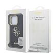 Guess Husa Grained 4G Logo Stand Camera Frame iPhone 15 Pro Max Negru