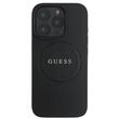 Guess Husa Grained Classic Logo MagSafe iPhone 16 Pro Max Negru