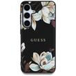 Guess Husa Grained Printed Flower Pattern MagSafe Samsung Galaxy S25 Negru
