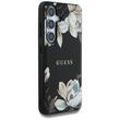 Guess Husa Grained Printed Flower Pattern MagSafe Samsung Galaxy S25 Negru