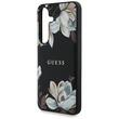 Guess Husa Grained Printed Flower Pattern MagSafe Samsung Galaxy S25 Negru