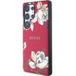 Guess Husa Grained Printed Flower Pattern MagSafe Samsung Galaxy S25 Ultra Fuchsia