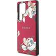 Guess Husa Grained Printed Flower Pattern MagSafe Samsung Galaxy S25 Ultra Fuchsia