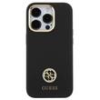 Guess Husa Liquid Silicone 4G Strass Metal Logo iPhone 15 Pro Max Negru