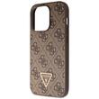 Guess Husa PU 4G Strass Triangle Metal Logo cu curea Crossbody iPhone 15 Pro Maro