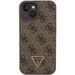 Guess Husa PU 4G Strass Triangle Metal Logo iPhone 15 Maro