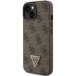Guess Husa PU 4G Strass Triangle Metal Logo iPhone 15 Maro