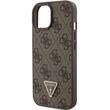 Guess Husa PU 4G Strass Triangle Metal Logo iPhone 15 Maro