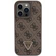 Guess Husa PU 4G Strass Triangle Metal Logo iPhone 15 Pro Maro