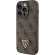 Guess Husa PU 4G Strass Triangle Metal Logo iPhone 15 Pro Maro