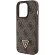 Guess Husa PU 4G Strass Triangle Metal Logo iPhone 15 Pro Maro