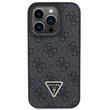 Guess Husa PU 4G Strass Triangle Metal Logo iPhone 15 Pro Negru