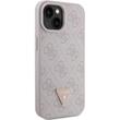 Guess Husa PU 4G Strass Triangle Metal Logo iPhone 15 Roz