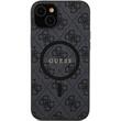 Guess Husa PU Leather 4G Colored Ring MagSafe iPhone 15 Negru